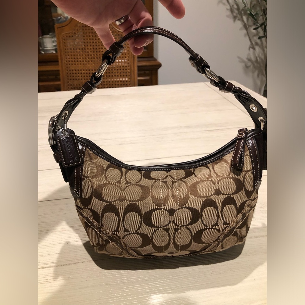 Vtg Y2K Coach Signature Soho Jacquard Hobo Shoulder Bag Beige/Brown Canvas #6266 - Picture 2 of 11